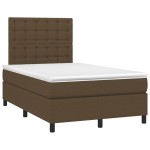 vidaXL Pat cu arcuri, saltea și LED, maro închis, 120x200 cm, textil vidaXL Pat cu arcuri, saltea și LED, maro închis, 120x200 cm, textil