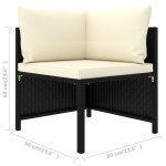 vidaXL Set mobilier de grădină cu perne, 3 piese, negru, poliratan vidaXL Set mobilier de grădină cu perne, 3 piese, negru, poliratan
