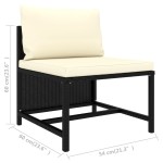 vidaXL Set mobilier de grădină cu perne, 3 piese, negru, poliratan vidaXL Set mobilier de grădină cu perne, 3 piese, negru, poliratan