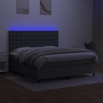 vidaXL Pat cu arcuri, saltea și LED, gri închis, 160x200 cm, textil vidaXL Pat cu arcuri, saltea și LED, gri închis, 160x200 cm, textil