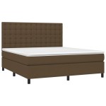 vidaXL Pat cu arcuri, saltea și LED, maro închis, 160x200 cm, textil vidaXL Pat cu arcuri, saltea și LED, maro închis, 160x200 cm, textil