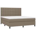 vidaXL Pat cu arcuri, saltea și LED, gri taupe, 180x200 cm, textil
