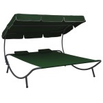 vidaXL Pat șezlong de exterior cu baldachin și perne, verde vidaXL Pat șezlong de exterior cu baldachin și perne, verde