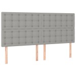 vidaXL Pat cu arcuri, saltea și LED, gri deschis, 200x200 cm, textil