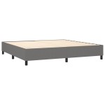 vidaXL Pat cu arcuri, saltea și LED, gri închis, 200x200 cm, textil