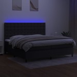 vidaXL Pat cu arcuri, saltea și LED, negru, 200x200 cm, textil