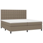 vidaXL Pat cu arcuri, saltea și LED, gri taupe, 200x200 cm, textil