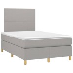vidaXL Pat cu arcuri, saltea și LED, gri deschis, 120x200 cm, textil