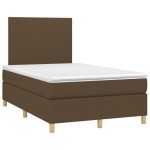 vidaXL Pat cu arcuri, saltea și LED, maro închis, 120x200 cm, textil vidaXL Pat cu arcuri, saltea și LED, maro închis, 120x200 cm, textil