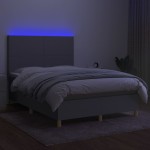 vidaXL Pat cu arcuri, saltea și LED, gri deschis, 140x200 cm, textil