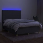 vidaXL Pat cu arcuri, saltea și LED, gri închis, 140x200 cm, textil