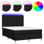 vidaXL Pat cu arcuri, saltea și LED, negru, 140x200 cm, textil vidaXL Pat cu arcuri, saltea și LED, negru, 140x200 cm, textil