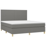 vidaXL Pat cu arcuri, saltea și LED, gri închis, 160x200 cm, textil vidaXL Pat cu arcuri, saltea și LED, gri închis, 160x200 cm, textil