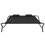 vidaXL Pat șezlong de exterior, negru, material textil vidaXL Pat șezlong de exterior, negru, material textil