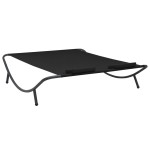vidaXL Pat șezlong de exterior, negru, material textil vidaXL Pat șezlong de exterior, negru, material textil
