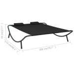 vidaXL Pat șezlong de exterior, negru, material textil vidaXL Pat șezlong de exterior, negru, material textil