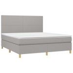 vidaXL Pat cu arcuri, saltea și LED, gri deschis, 180x200 cm, textil