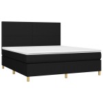 vidaXL Pat cu arcuri, saltea și LED, negru, 180x200 cm, textil vidaXL Pat cu arcuri, saltea și LED, negru, 180x200 cm, textil