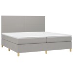 vidaXL Pat cu arcuri, saltea și LED, gri deschis, 200x200 cm, textil