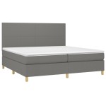vidaXL Pat cu arcuri, saltea și LED, gri închis, 200x200 cm, textil