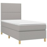 vidaXL Pat cu arcuri, saltea și LED, gri deschis, 80x200 cm, textil