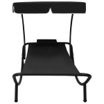 vidaXL Pat șezlong de exterior cu baldachin și pernă, negru vidaXL Pat șezlong de exterior cu baldachin și pernă, negru