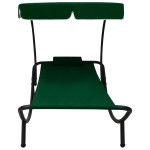 vidaXL Pat șezlong de exterior cu baldachin și pernă, verde vidaXL Pat șezlong de exterior cu baldachin și pernă, verde