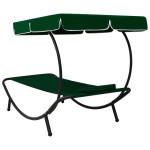 vidaXL Pat șezlong de exterior cu baldachin și pernă, verde vidaXL Pat șezlong de exterior cu baldachin și pernă, verde
