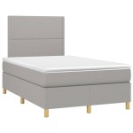 vidaXL Pat cu arcuri, saltea și LED, gri deschis, 120x200 cm, textil