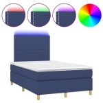 vidaXL Pat cu arcuri, saltea și LED, albastru, 120x200 cm, textil vidaXL Pat cu arcuri, saltea și LED, albastru, 120x200 cm, textil