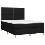 vidaXL Pat cu arcuri, saltea și LED, negru, 140x200 cm, textil