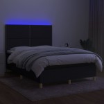 vidaXL Pat cu arcuri, saltea și LED, negru, 140x200 cm, textil