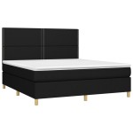 vidaXL Pat cu arcuri, saltea și LED, negru, 180x200 cm, textil vidaXL Pat cu arcuri, saltea și LED, negru, 180x200 cm, textil