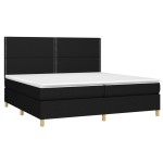 vidaXL Pat cu arcuri, saltea și LED, negru, 200x200 cm, textil