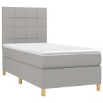 vidaXL Pat cu arcuri, saltea și LED, gri deschis, 80x200 cm, textil