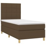 vidaXL Pat cu arcuri, saltea și LED, maro închis, 80x200 cm, textil