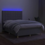 vidaXL Pat cu arcuri, saltea și LED, gri deschis, 140x200 cm, textil