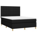 vidaXL Pat cu arcuri, saltea și LED, negru, 140x200 cm, textil vidaXL Pat cu arcuri, saltea și LED, negru, 140x200 cm, textil