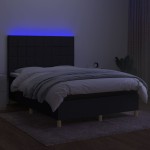 vidaXL Pat cu arcuri, saltea și LED, negru, 140x200 cm, textil vidaXL Pat cu arcuri, saltea și LED, negru, 140x200 cm, textil