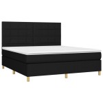vidaXL Pat cu arcuri, saltea și LED, negru, 180x200 cm, textil vidaXL Pat cu arcuri, saltea și LED, negru, 180x200 cm, textil