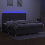 vidaXL Pat cu arcuri, saltea și LED, gri închis, 200x200 cm, textil