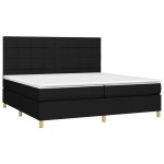 vidaXL Pat cu arcuri, saltea și LED, negru, 200x200 cm, textil
