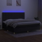 vidaXL Pat cu arcuri, saltea și LED, negru, 200x200 cm, textil