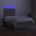 vidaXL Pat cu arcuri, saltea și LED, gri deschis, 120x200 cm, textil