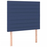 vidaXL Pat cu arcuri, saltea și LED, albastru, 120x200 cm, textil