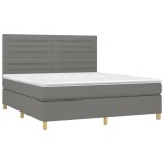 vidaXL Pat cu arcuri, saltea și LED, gri închis, 160x200 cm, textil vidaXL Pat cu arcuri, saltea și LED, gri închis, 160x200 cm, textil