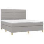 vidaXL Pat cu arcuri, saltea și LED, gri deschis, 180x200 cm, textil