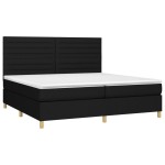 vidaXL Pat cu arcuri, saltea și LED, negru, 200x200 cm, textil