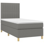 vidaXL Pat cu arcuri, saltea și LED, gri închis, 80x200 cm, textil