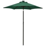 vidaXL Umbrelă de soare cu lumini LED, verde, 200x211 cm, aluminiu
